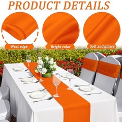 24 Pcs Satin Table Runner Bulk 12 x 108 Inches Long Table Runners Orange