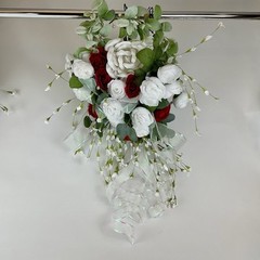 Bridal Hanging Flower Decorations White & Red Roses