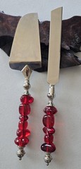 Quality Bead Handle Cake Knife Server Set Wedding Birthday Party Stainless