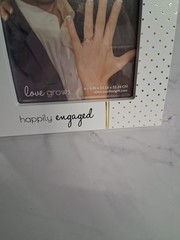 ‘Happily Engaged’ Picture Photo Frame 4×6 White w/Gold Modern Design NEW