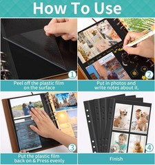 Photo Album Pages Refill for 6 Ring Binder, 15 Sheets/30 Self-Adhesive Pages,…