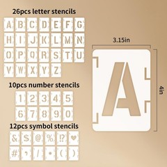3 Inch Letter Stencils for Painting, 48pcs Large Reusable Alphabet and Number…