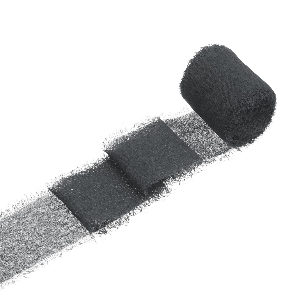 1 Roll Chiffon Ribbon, 1.5 Inch x 5 Yard Silk Ribbon, Deep Grey