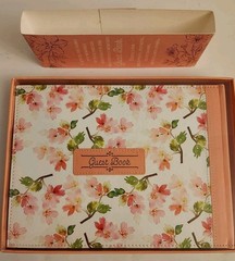Floral, Peach, Pink, Guestbook With Spiritual Quotes Throughout, Ribbon Marker