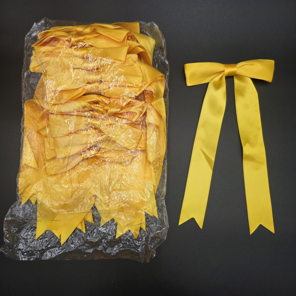 30 WHOLESALE Lot Satin TIED BOWS Wedding Party Decorations – Golden Yellow 6″