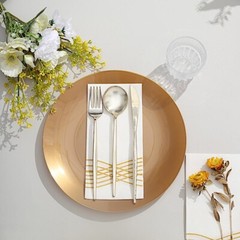 GOLD 10 Glossy 10″ Round Plastic Salad PLATES Gold Rim Party Events Decorations