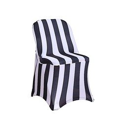 BLACK WHITE Striped Fitted Premium Spandex Folding CHAIR COVER Party Decorations