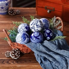 6 Pcs Blue and White Porcelain Balls Chinoiserie Decor Decorative Pattern 2