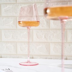 Khen Pink Wine Glasses, Gift | Set of 2 | Rose Blush Colored 18oz Slanted Gla…