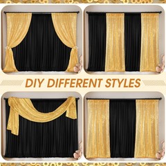 VitalCozy 4 Panels Backdrop Curtains 2 Pcs 4 x 10 ft Sequin Glitter 2 Pcs 7 x…