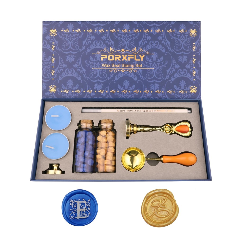 2 Pieces Letter E Wax Seal Stamp Set,Initial Alphabet Wax Seal Stamp Kit Vint…
