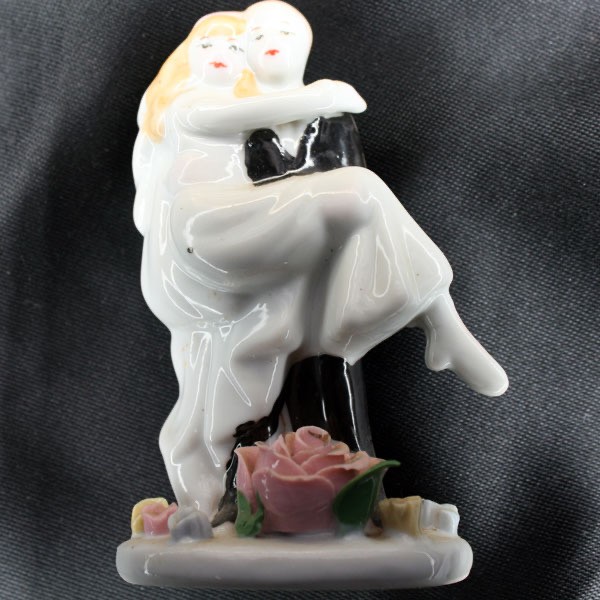 Vintage WEDDING CAKE TOPPER Groom Carrying Bride Threshold