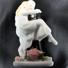Vintage WEDDING CAKE TOPPER Groom Carrying Bride Threshold