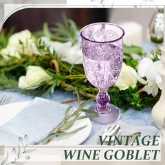 Pcs Plastic Goblets 7.5oz Vintage Goblet Plastic Wine Glasses Colored 6 Purple