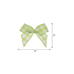 100Pcs Mini Gingham Ribbon Bow 1″ Checkered Ribbon Bows Green and White