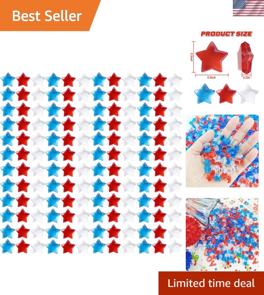 310PCS Patriotic Vase Filler Ice Rocks Acrylic 4th of July Star Crystals Gems…