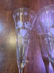 Wedding Toasting Fluted Champagne Glasses Lovebird And Hearts