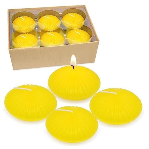12 Pack 3 Inch Citronella Floating Candles for Summer, 10 Hour Dripless Yellow