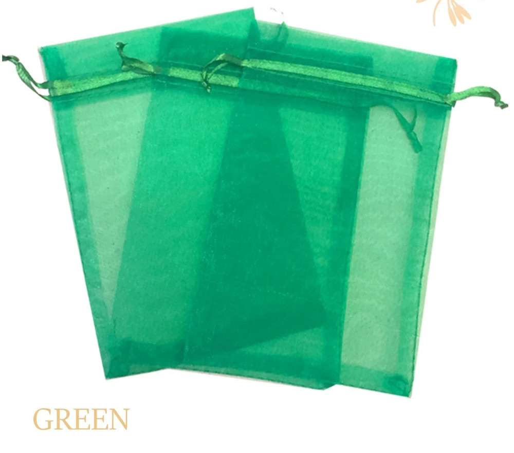 Bright Green Organza Gift Bags Jewelry Bags-10pcs Wedding Party Favor