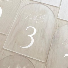 Frosted Arch Table Numbers for Wedding, 5×7 Inch Acrylic Table Numbers 1-25 w…