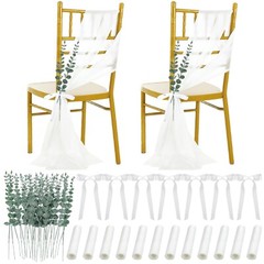 48 Set Wedding Aisle Decorations for Chair Wedding Ceremony Chiffon Pew Chair…