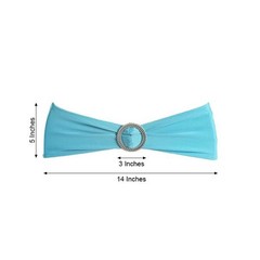 10 Turquoise Spandex CHAIR SASHES with Silver Round Buckles Wedding Decorations