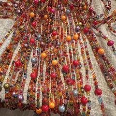 Bohemian Hippy Beaded Curtain Doorways,glass Beads Red 35”wide