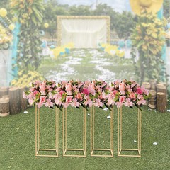 4PCS 23.6” Gold Metal Flower Stands Rectangular Stable Base Easy to Install