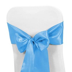 PCS Satin Chair Sashes Bows for Wedding Reception- Universal 50 Aqua Blue