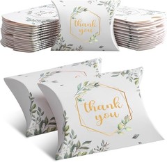 100 PCS 4.5Inch x 3.5Inch Kraft Paper Pillow Gift Boxes Candy Treat Gift Box