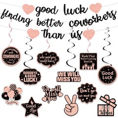 Farewell Party Banner lbs Job Goodbye Decor lbs Coworker Gift lbs Gold Pink