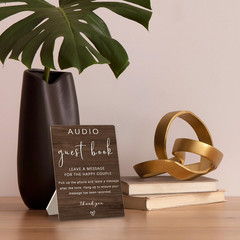 Audio Guestbook Sign, Audio Phone Guestbook Wooden Stand 5X7Inch, Wedding