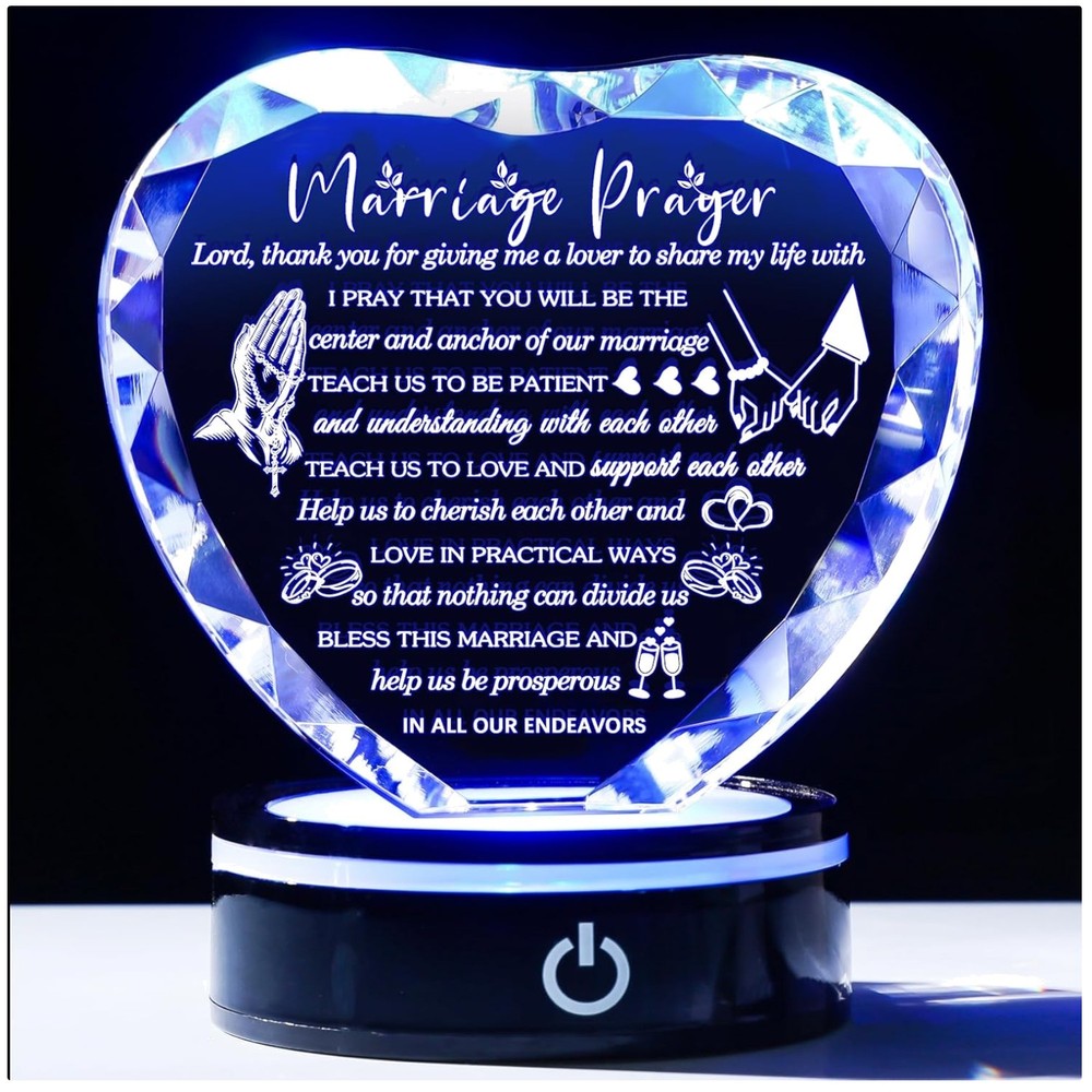Crystal Heart Anniversary Gift with LED Base
