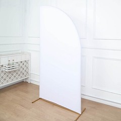 7 ft x 3 ft WHITE Matte Fitted Spandex Half Moon Arch Stand Cover Wedding