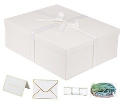 Large Gift Box with lid 16.5x13x5.5 inches,White 1 Count (Pack of 1) 02-white