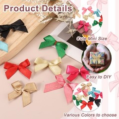 60 Pcs Mini Ribbon Bow 1.2″ Mini Fabric Satin Ribbon Flower Bows, Black