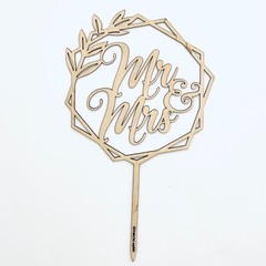 Mr and Mrs Wedding Cake Topper Wooden Wreath Cake Toppers Rustic Boho Style