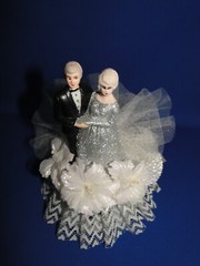 New 25th Wedding Anniversary Couple Caketopper with Bride & Groom in Silver #57
