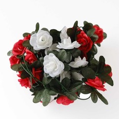 2 RED IVORY 8 ft long Silk Mini Rose Wedding Garland Leaves Bendable Wire Vines