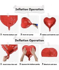 10Pcs 18” Red Heart Mylar Foil Balloons Birthday Party Romantic Decor