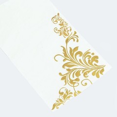 50 White Disposable Paper Napkins with Gold Baroque 16″, and