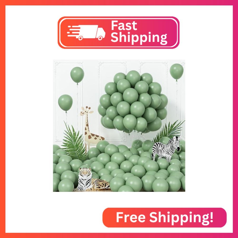 Sage Green Balloons, 100 Packs 5 Inch Olive Green Latex, Small Retro Matte Heliu