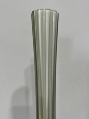 Vtg Smoked Gray White Cased Art Glass Ribbed Funky Unique Tower Vase 12” Tall