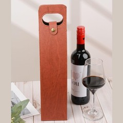 Portable PU Leather Bottle Wine Tote Carrier Padded Case Insulated Brown01