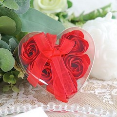 24 Red HEART ROSE PETALS SOAPS Gift Boxes Wedding Party FAVORS Supply