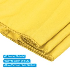 10Pcs 14″x5″ Stretch Chair Sashes Bows Chair Bands Sash with Buckle Yellow