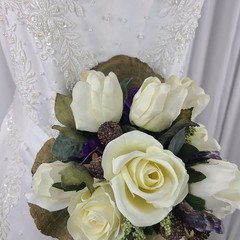 Tulip and Amethyst Garden Faux Silk Wedding Bouquet