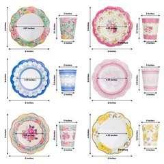 24 Assorted Floral Paper Cups Saucers Set Party Events Tableware Decorations