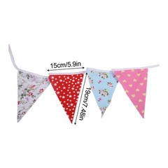 Elegant Vintage Floral Cotton Bunting Banner 10m Length with 36 Triangle Flags