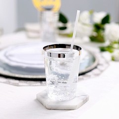8 oz Plastic CLEAR SILVER Rim CUPS Disposable Tableware Party Wedding Supplies